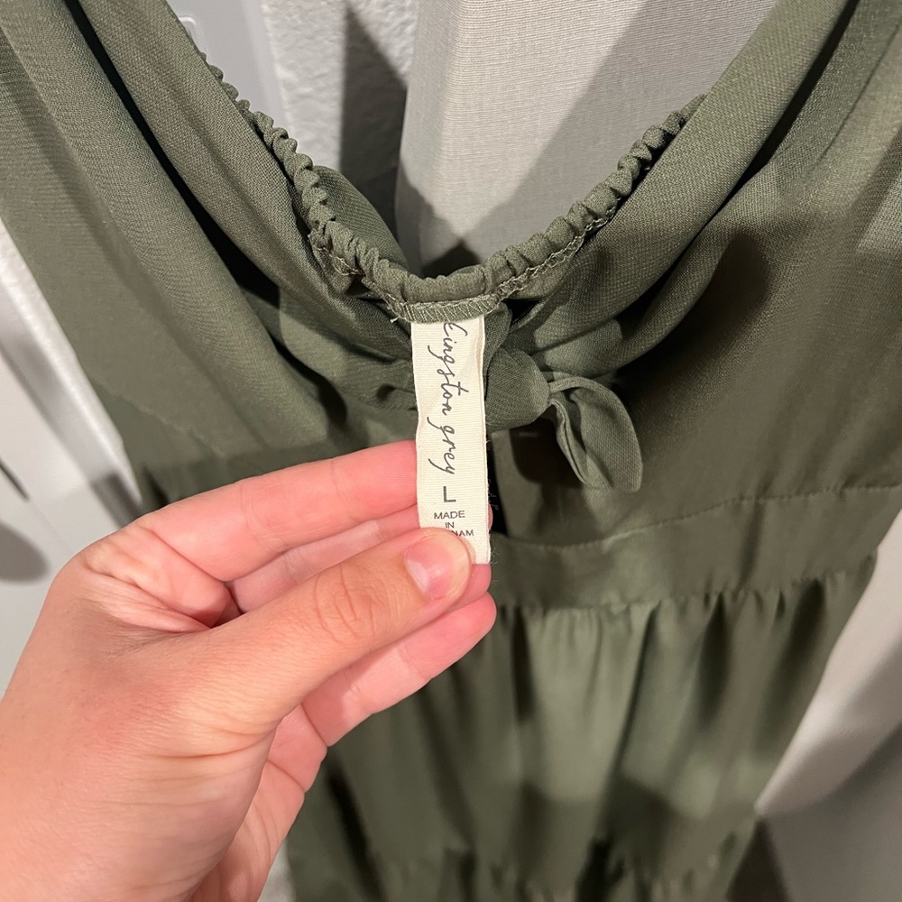 Large green tiered maxi dress